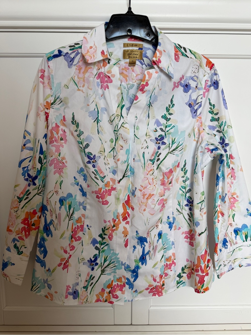 Taylor White Floral Button-Down Popover Shirt